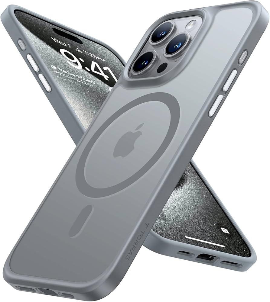 PuyaTeya for iPhone 13/14 Phone Case, Compatible with Magnetic, Military Grade Drop Protection Translucent Matte Shockproof Anti-Scratch/Anti-Fingerprint Case for iPhone 13/14 (Grey)