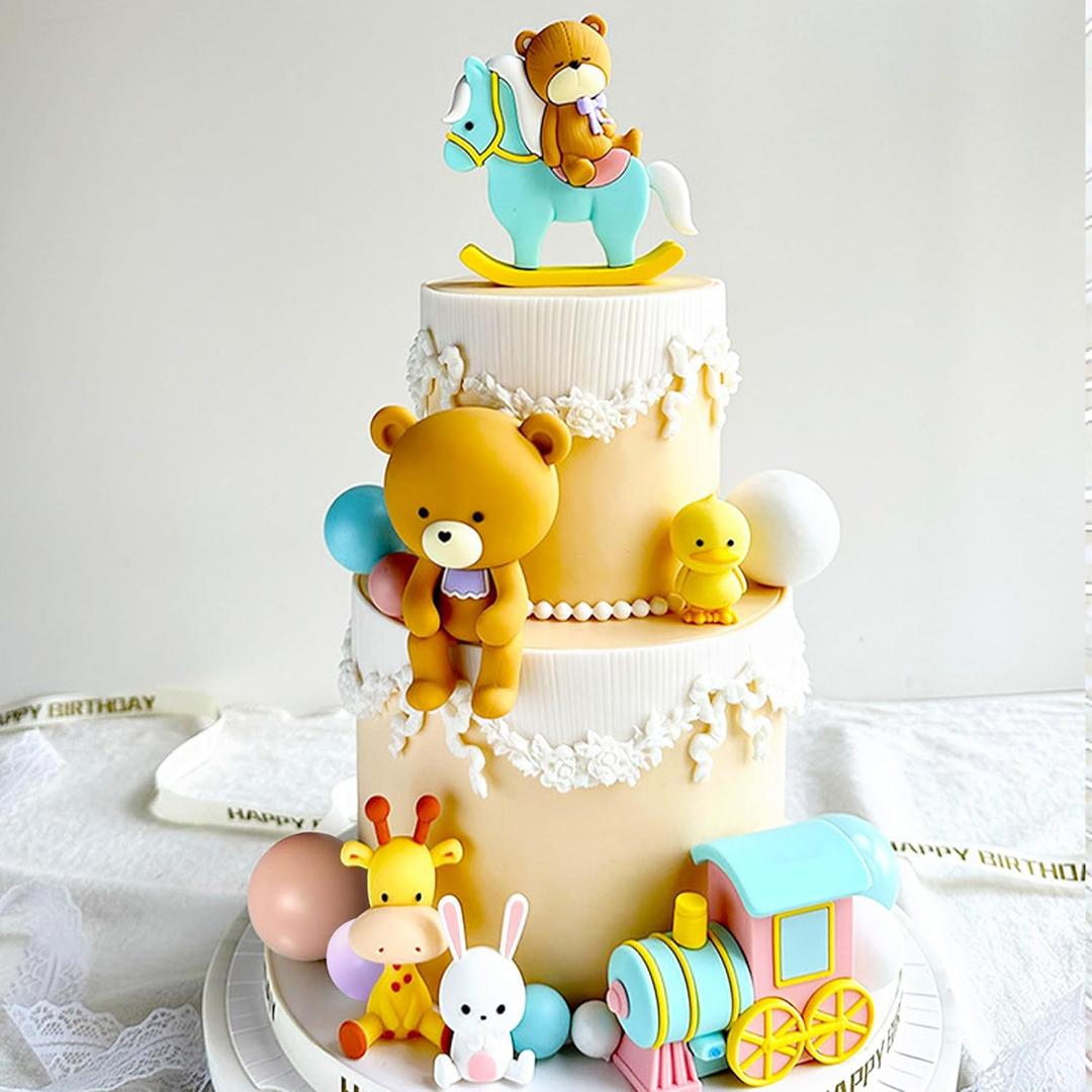 LaVenty Gender Reveal Cake Toppers Boy or Girl Cake Decoration Teddy Bear Cake Decoration Baby Shower Party Decoration