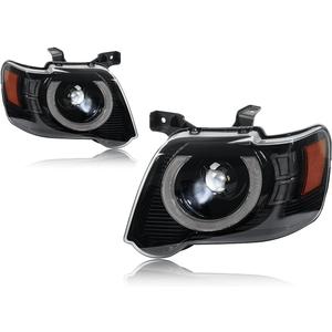 Pair Black LED Halo Headlights Fit 2006-2010 Ford Explorer