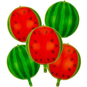 5pc Watermelon Fruit Balloons - Foil Balloons for Summer, Hawaiian & Fruit Themed Parties