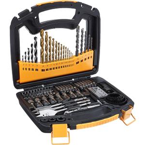 Amazon Basics Drill & Driver Multi Bit Set, Alloy Steel Drill Bits for Metal, Wood, Plastic, Masonry, with Storage Case, 100-Piece