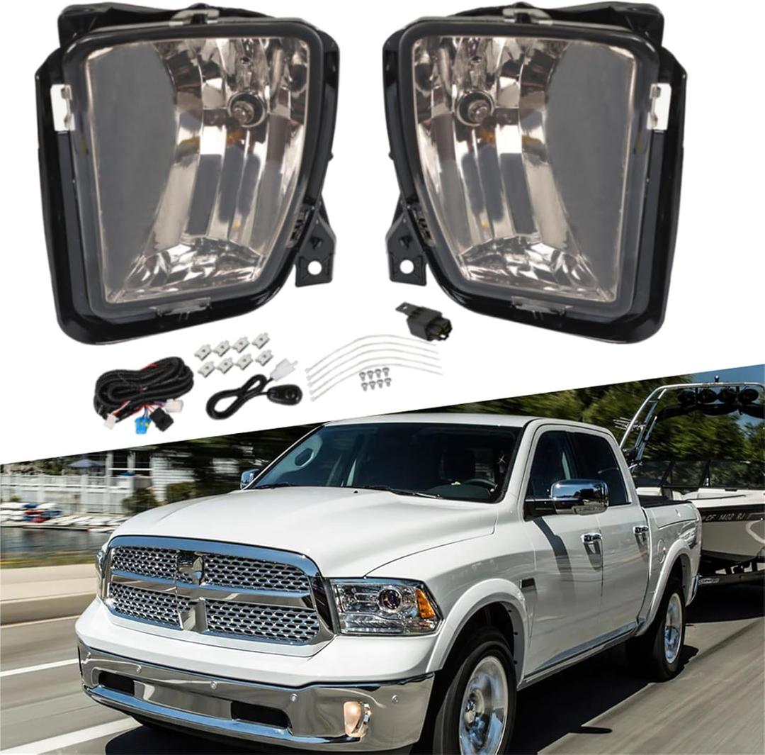 LABLT Driving Fog Lamps Assembly Replacement for RAM 1500 2013 2014 2015 2016 2017 2018 Fog Lights Bumper Right Left Side Replacement for 68104821AC 68104820AC
