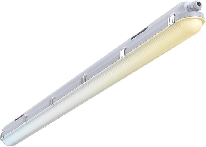 4FT LED Vapor Tight Light, 40-60W & 3CCT, 6600LM, ETL Listed
60/50/40W & 6000K/5000K/4000k Selectable Shop Lights 120VAC, 120° Beam Angle IP65 Commercial Lighting for Garages, Warehouses