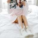 LOUIE SILNA Plush Socks Jumping Funny Bunny for Women Girls, Cosplay Christmas Party Holiday Hat (White 1Pairs)