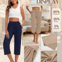Huukeay 3 Pack Women's Capri Sweatpants Cozy Wide Legs Cropped Capri with Pockets Lounge Jogger Pants Workout Yoga Solid (XL)- Black, Navy Blue, Apricot