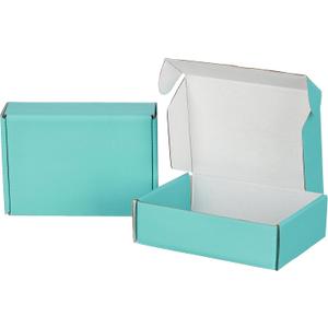 50 Pack 7x5x2 inches Shipping Boxes Teal, Corrugated Small Cardboard Boxes Mailers for Mailing Packing