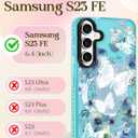 for Samsung Galaxy S23 FE Case for Women - Girls Cute Design Compatible with Magsafe Magnetic Ring Holder Stand Butterfly Phone Covers Aesthetic Girly TPU Funda for S23 FE