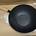 DUMOS 13.5" Pre-Seasoned Carbon Steel Wok Pan for Stir Fry, Black