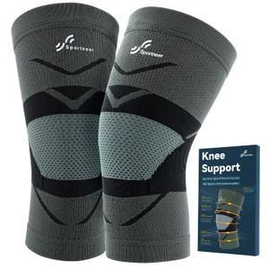Zoned Pressure Knee Brace for Men & Women - Sportneer Knee Compression Sleeve with Partition Pressure System - Knee Support for Running, Hiking, Working, Basketball, Volleyball, Gym, Meniscus Tear, ACL, Arthritis Knee Pain Relief - Large Size