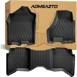 Floor Mats Fit for 2019-2025 2026 Ram 2500/3500 Crew Cab (Only 1st Row Bucket or Bench Seats): AOMSAZTO All Weather TPE Waterproof Floor Liners Front & 2nd Row