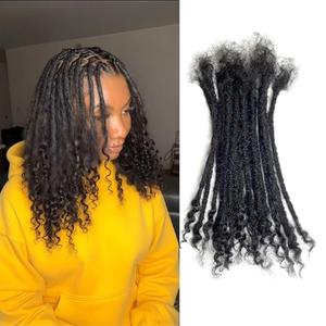 10 inch 30 Strands Loc Extensions Human Hair Curly Ends,0.4cm Width 100% Human Hair Dreadlock Extensions for Men/Women, Can be Dyed Soft Dreads Extensions