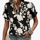 SweatyRocks Women's Floral Print V Neck Shirts Short Sleeve Casual Blouse Tops
