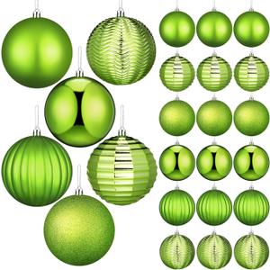 24 Pcs 3.14" Lime Green Large Christmas Balls Ornaments Christmas Tree Decoration Plastic Shatterproof Hanging Ornaments Set for Xmas Wedding Holiday Party Wreath Home Decor
