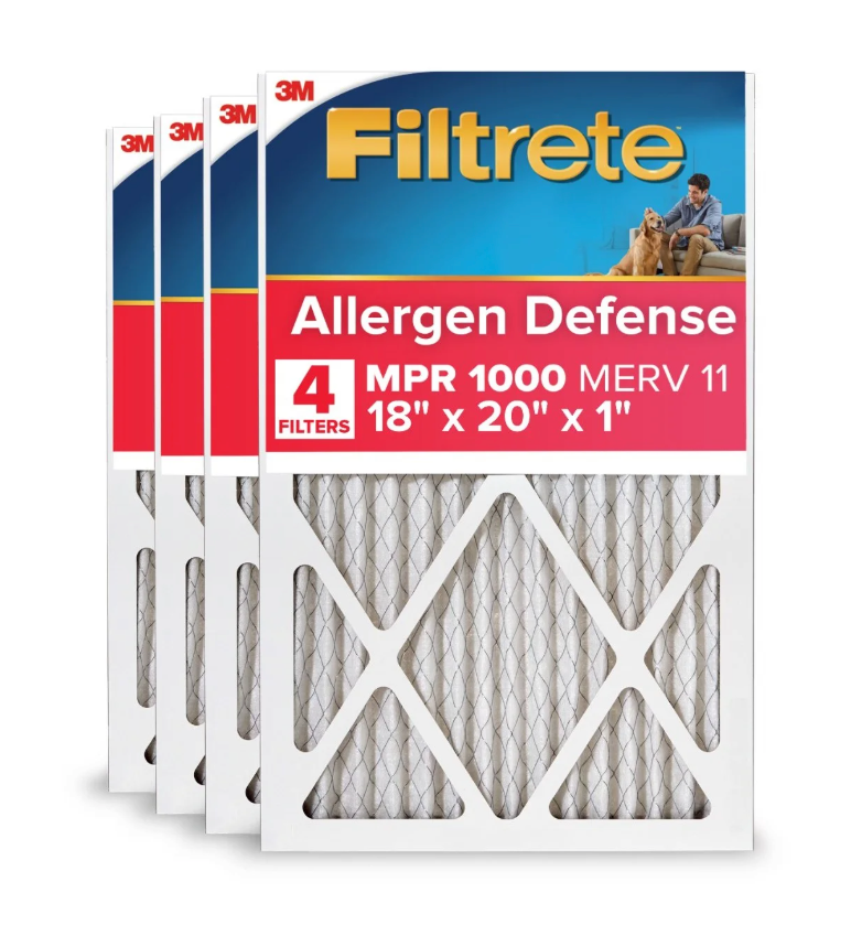 Filtrete 18x20x1 HVAC Furnace Air Filter, MPR 1000 MERV 11, Allergen Defense, 4 Pack