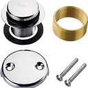 Chrome Tip Toe Bathtub Tub Drain Conversion Kit Assembly, Wellup Tub Drain Trim Kit with Two Hole Overflow Faceplate, Chrome Polished