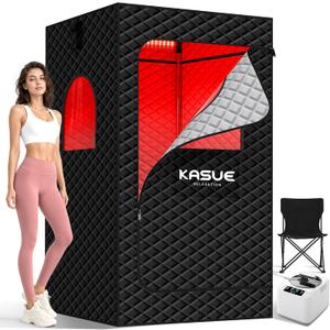 Infrared Sauna Tent for Home with 3L Steamer | 9 Heat Levels, 99-Min Timer, Remote Control, 5-Layer Waterproof Insulated Fabric and Folding Chair