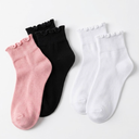 Girls Kids Ruffle Socks Uniform School Dress Frilly Cotton Crew Socks 6 Pairs, M