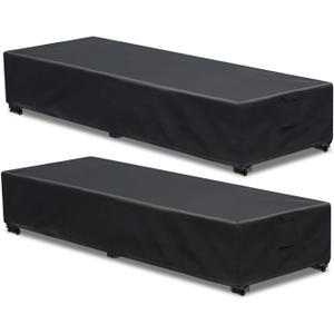 Waterproof Patio Lounge Chair Cover 2 Pack Outdoor Chaise Lounge Covers 600D Weather Resistant Material, UV Protection, Windproof Design Outside Furniture Covers 80" x 28" x 14" H,Black