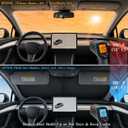 Tesla Model Y/3 Windshield Sun Shade, Cool Gray | Custom Fit 2017-2026 Model Y and Model 3, Foldable Front Window Sunshade, Heat & UV Blocker, Cute Eyes Series