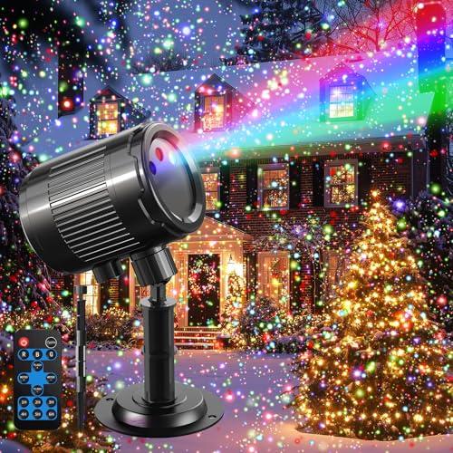 Christmas Laser Projector Light Outdoor: RGB 3 Colors Firefly Moving Laser Lights, IP65 Waterproof Star Projector Lights Show Decor for Garden Yard Holiday Party, Christmas Halloween New Year Gift