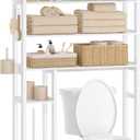 SONGMICS Over the Toilet Storage, 4-Tier Over Toilet Bathroom Organizer with Adjustable Shelves, 10.2 x 32.7 x 72.8 Inches, Space-Saving, Cloud White UBTS017W01