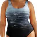 Eytino Plus Size Swimsuit for Women Back Crisscross Sports Tummy Control One Piece Bathing Suits(1X-5X) (3X, Tie Dye Gray)