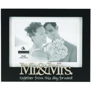 Malden International Designs Wedding Mr. and Mrs. Expression Picture Frame, 4x6, Black