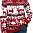 LANPULUX Christmas Sweater for Women Crewneck Adorable Ugly Christmas Sweater Family Matching Outfits Loose Pullover Knitwear (Small)