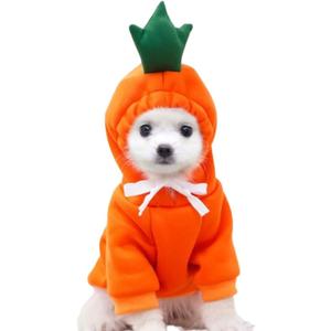 ANIAC Funny Pet Clothes - Carrot Dog Cat Hoodies Sweatshirt Coat with Fruit Hood - Fall Puppy Cat Sweater - Halloween Easter Dog Costume (Orange, Medium)