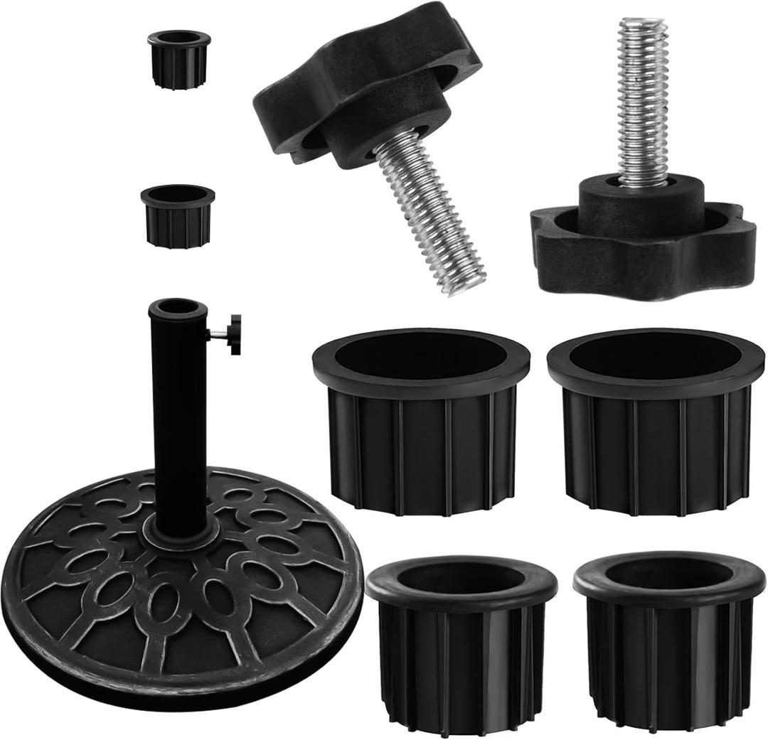6 Pcs Umbrella Base Stand Replacement Parts,Patio Umbrella Base Replacement Parts Outdoor Umbrella Hole Ring Plug Cover with M8 Thread Screw Replacement Hand Knob for Backyard Patio Table Decks(Black)