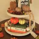 DECSPAS Fall Decorations for Home, Autumn Harvest Wooden Stacked Books Sign with Pumpkins & Bow for Fall Decor, Thanksgiving Tabletop decorations for Tiered Tray, Shelf, Table, Mantle, Fireplace (orange, green, white)