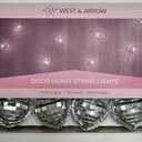 West & Arrow Disco Heart String Lights, White Lights, 10 Count, 8,5 ft Length