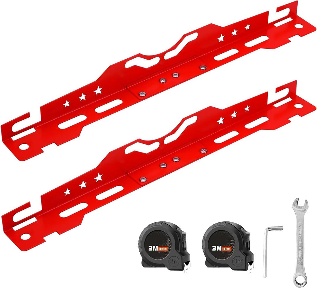 Wheel Alignment Tool with 2 Measuring Tapes, Automotive Toe Alignment for Home Use, Compact and Easy to Store, Red, Toe Plates