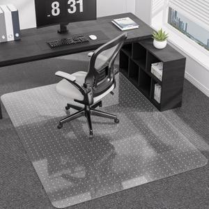 Office Chair Mat for Low Pile Carpet with Lip, 48" x 60" Clear Heavy Duty Plastic Floor Protector for Smooth Rolling Desk & Computer Chairs, Under Desk Chair Mat for Home Office