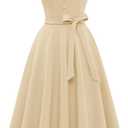 Wedtrend Women's Vintage Tea Dress, Short Sleeve Cocktail Party Dress Work Church Casual Dress WTP30001Champagne, S