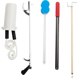 American Hospital Supply 5-Piece Hip/Knee Replacement Kit [1 Each]  Surgery Assistance with Stocking Aid, Reacher, Sponge Rod, Shoehorn, and Hook | Medical Equipment