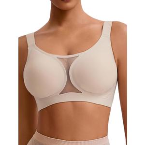 Women's Plus Size Jelly Wireless Push Up Bra - Full Coverage T-Shirt Bralette, Comfortable Everyday Wear,M-6XL (Beige, XL)