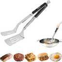 13.5-inch Stainless Steel Tongs for Cooking  Versatile Metal Spatula Tongs for Flipping, Picking Up, Cutting, and Stir-Frying Meats and Other Foods. Kitchen Tongs Durable and Multifunctional.(Black)