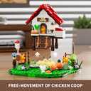 FUNWHOLE Farm Hen-House Lighting Building-Bricks Set - Farm Life Chicken Henhouse and Animal Collection LED Light Construction Building Model Set 323 Pcs for Adults and Teen