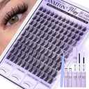 Natural Lash Clusters Kit Manga Lash Clusters DIY Lash Extension Kit 10-16mm Cluster Eyelash Extensions Kit Lash Bond and Seal Lash Tweezers Individual Lashes Cluster Kit DIY Lash at Home