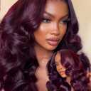 Sunber Black Cherry Layered Straight 13x4 Pre Cut Lace Front Wigs Human Hair Pre Everything Glueless Ready to Go Wig 180% Density Pre Plucked Pre Bleached Invisible Knots Burgundy Plum Straight 20Inch