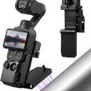 AMAZEAR Magnetic Mount Stand Compatible with DJI Osmo Pocket 4/3/Xtra Muse, Pocket4 Accessories Adapter Clamp Magnet Suction Case Holder on Desktop/Vertical Surface, 180 Adjustable Handle, Black