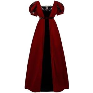 Vibsion 1800s Regency Dress for Women Victorian Velet High Wasit Dresses, L