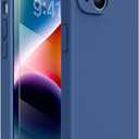 Miracase Designed for iPhone 14 Case with Screen Protector,[Upgraded Enhanced Camera Protection],Shockproof Liquid Silicone Case with Microfiber Lining, 6.1 inch,Glass Blue