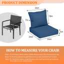 Outdoor Chair Cushions with Back, 24x24x4in, Blue, Set of 2