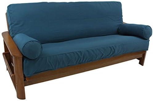 Blazing Needles Solid Twill 8" to 9" Futon Cover Set with 2 Bolster Pillows (Set of 3), Full, Spice