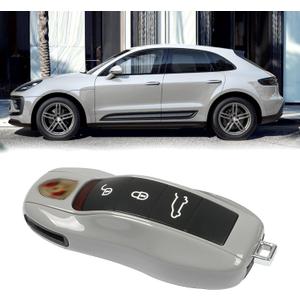Jaronx Compatible with Porsche Key Fob Cover, Key Cover Shell Case Compatible with Porsche Cayenne Panamera Macan Cayman 911 (Chalk/Light Grey)