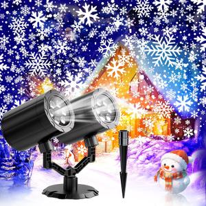 Christmas Projector Lights Outdoor, Snowflake Projector Lights Double Head Waterproof, LED Snowfall for Indoor Outdoor Rotating Christmas Decoration for Wedding Yard Holiday Used (XXL)
