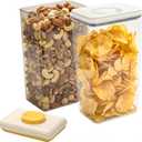 2 Pack Food Storage Containers with Lids, Chip Containers for Pantry, 3.2L and 2.6L Extra Large Capacity, with Airtight and Twist Lock Lids, Clear Plastic Canister for Pantry Organization