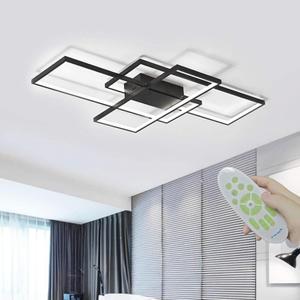 43" Modern LED Ceiling Light Fixture 65W Dimmable with Remote Control Ceiling Lighting, Black Flush Mount Chandelier Ceiling Lamp, for Living Room Dining Room Bedroom